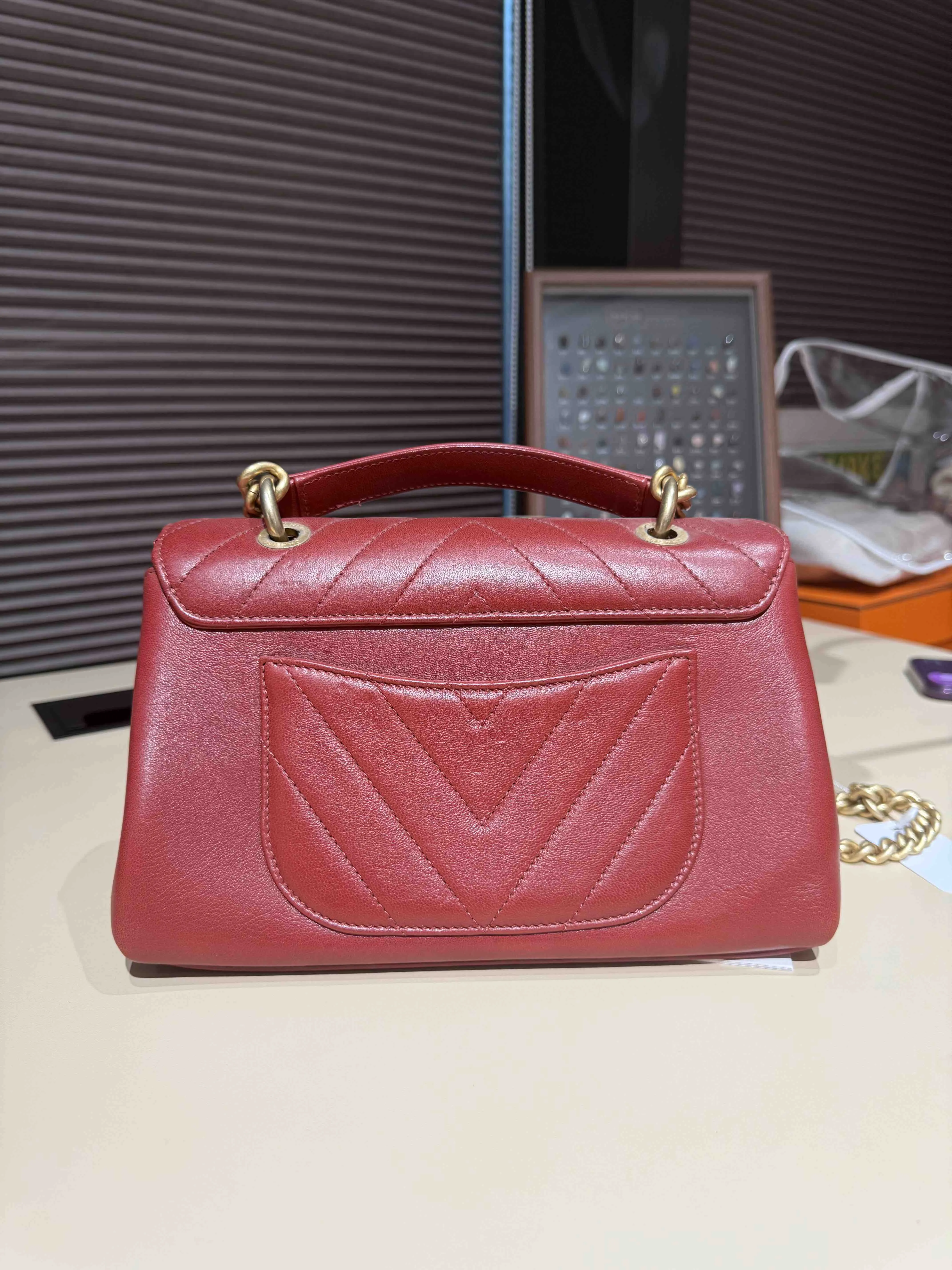 Preloved Chanel 2017 Red Top Handle Flap Bag