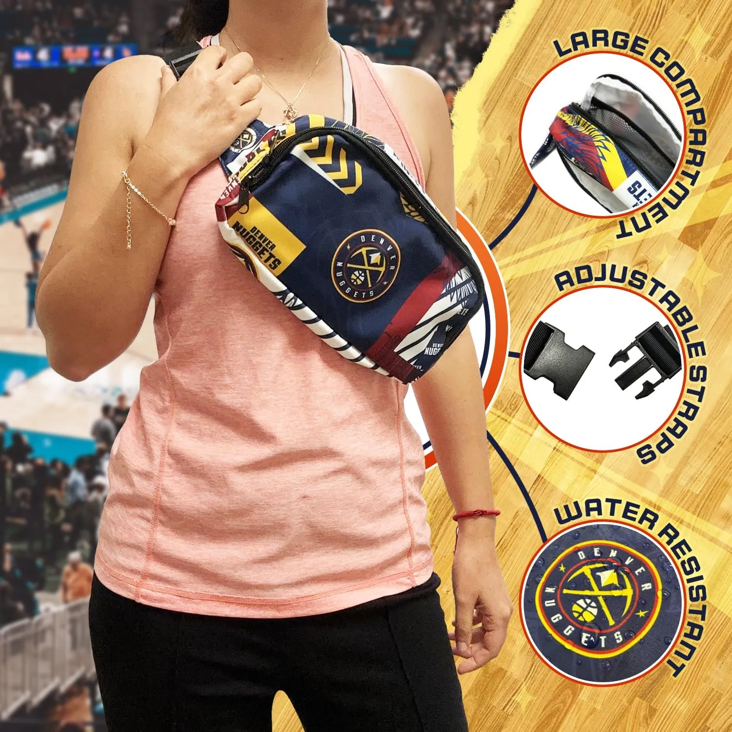 Pro Specialties Denver Nuggets Basketball Fanny Pack TM1872: Adult Bag (Street Series) Elevate Your Style with this Trendy Belt Bag - Ideal for Sports Enthusiasts. Perfect Waist Bag