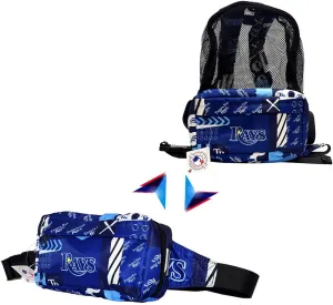 Pro Specialties Group Tampa Bay Rays Transformable 2-in-1 Mini Backpack: Convertible, Stylish, Water-resistant Travel Fanny pack, Crossbody Bag.