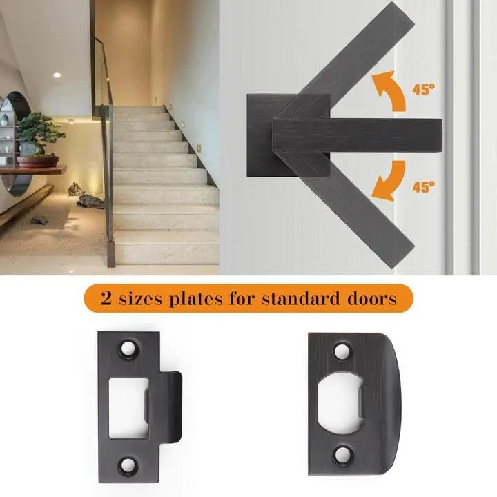 Probrico 6 Pack Passage Door Levers for Home Hall and Closet,Oil Rubbed Bronze Finish Square Door Handles Interior Non-Locking Hardware, Keyless Leversets, Heavy Duty
