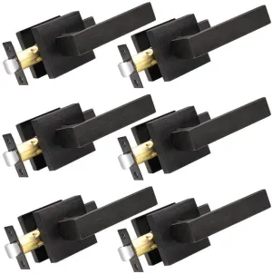 Probrico 6 Pack Passage Door Levers for Home Hall and Closet,Oil Rubbed Bronze Finish Square Door Handles Interior Non-Locking Hardware, Keyless Leversets, Heavy Duty