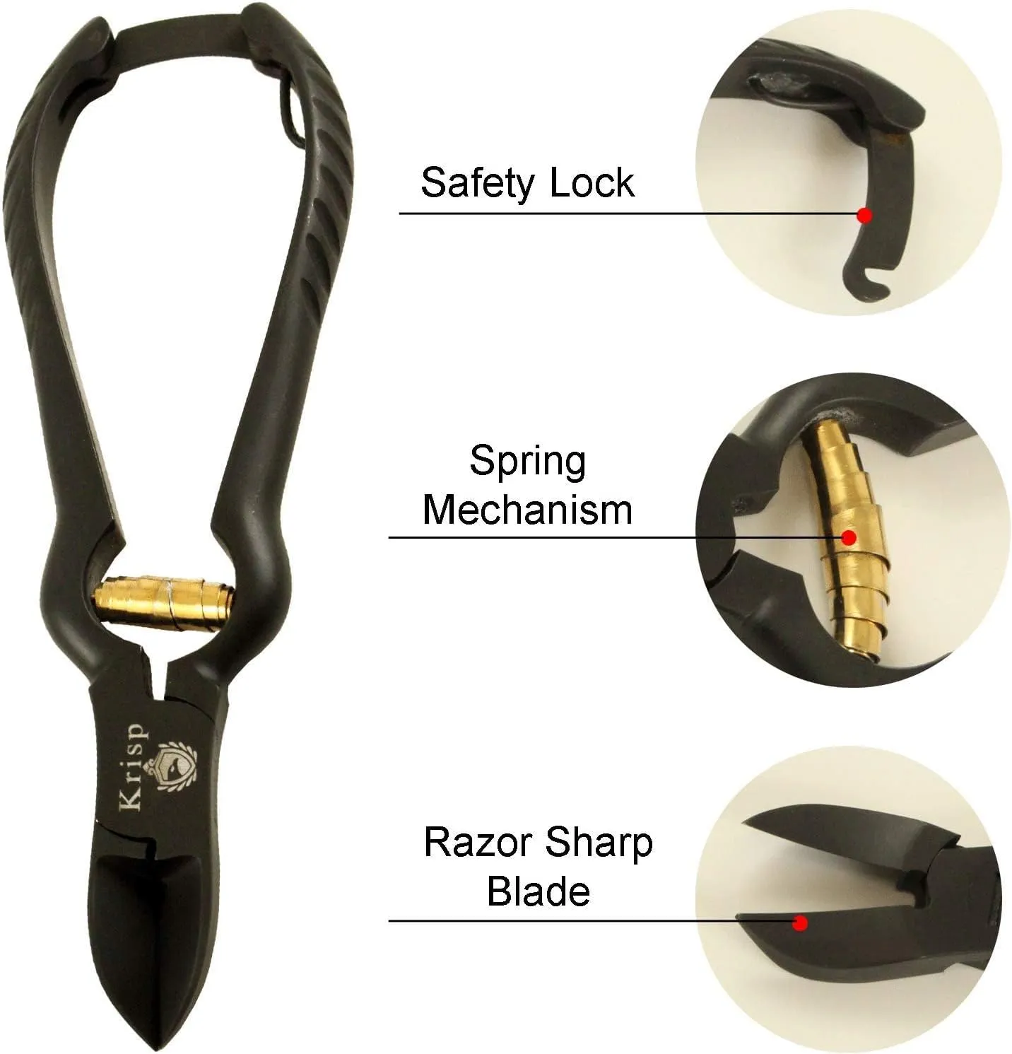 Professional Toenail Clippers for Thick Toe Nails - Heavy Duty Medical Grade Podiatry Stainless Steel Nail Clippers Cutter Trimmer Toenail Scissors for Men Seniors Podiatrist Tools (Black, 6.25 Inch)