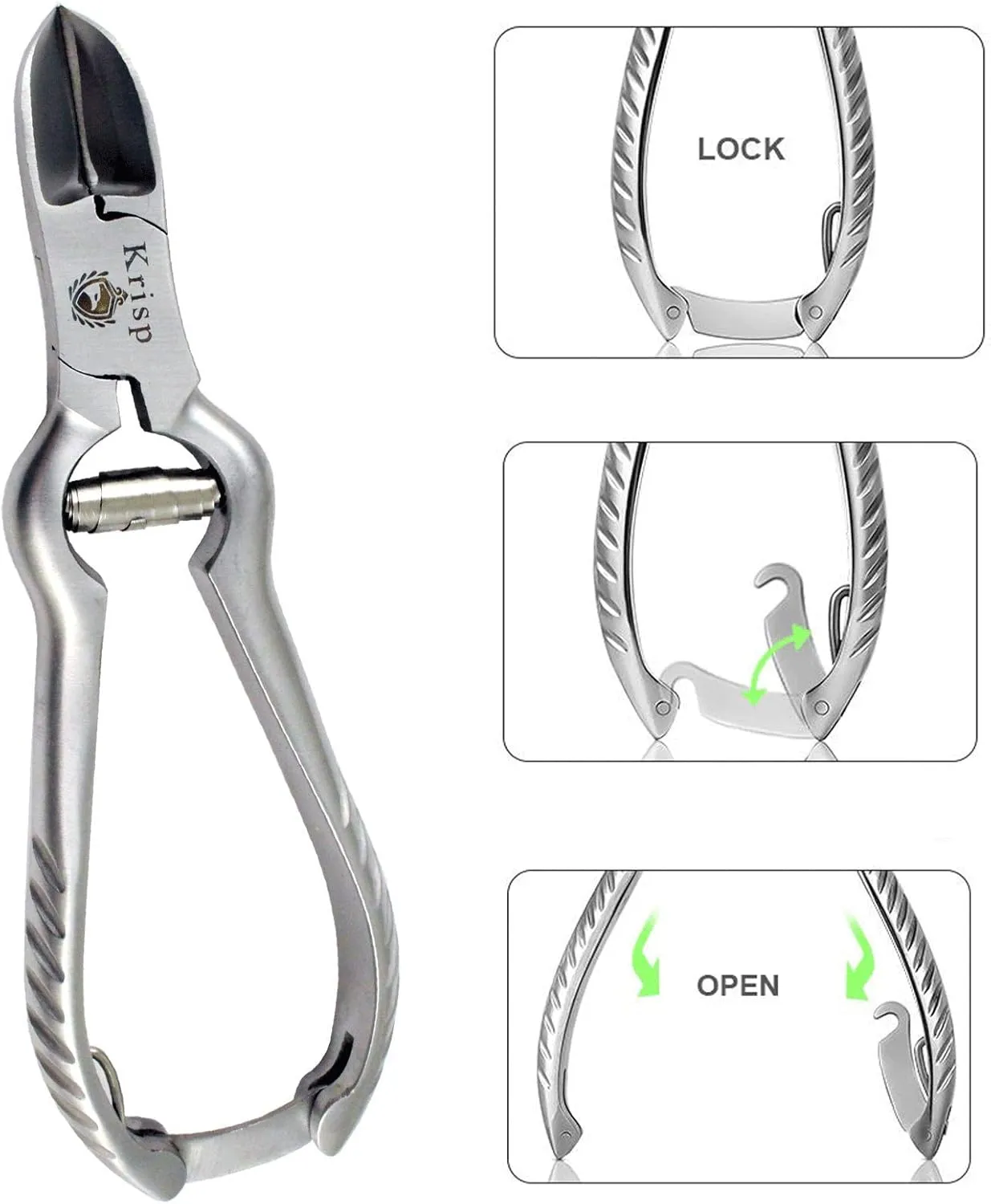 Professional Toenail Clippers for Thick Toe Nails - Heavy Duty Medical Grade Podiatry Stainless Steel Nail Clippers Cutter Trimmer Toenail Scissors for Men Seniors Podiatrist Tools (Silver, 6.25 Inch)