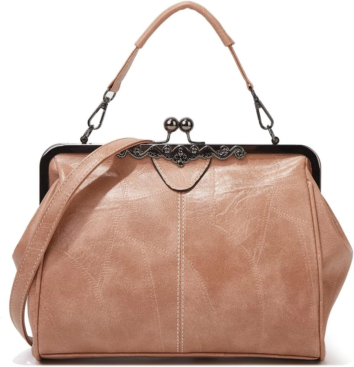 PU Leather Handbags for Women Evening Clutch Satchel Purse Tote Women Vintage Kiss Lock