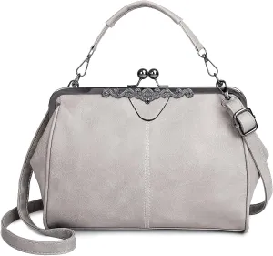 PU Leather Handbags for Women Evening Clutch Satchel Purse Tote Women Vintage Kiss Lock