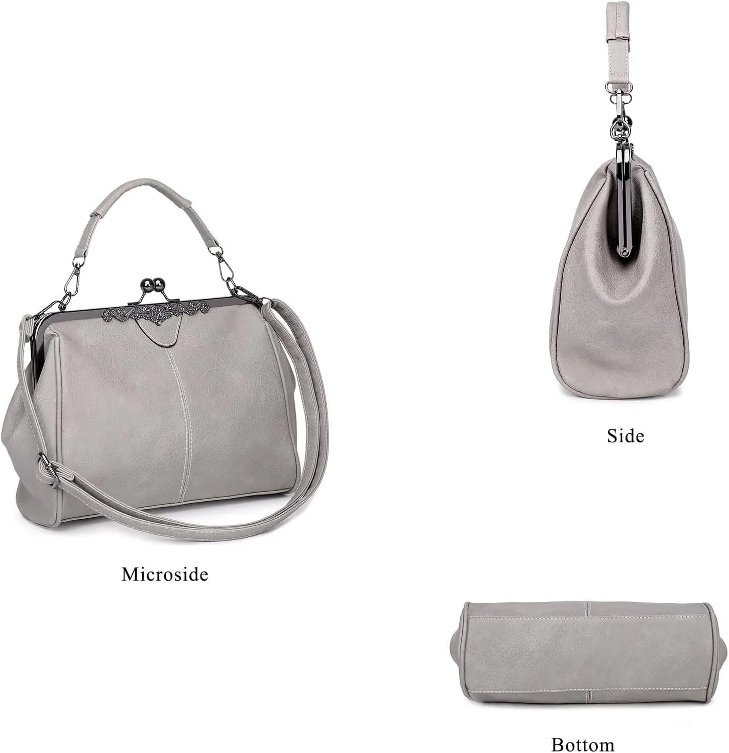 PU Leather Handbags for Women Evening Clutch Satchel Purse Tote Women Vintage Kiss Lock