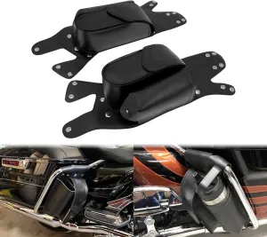 PU Leather Saddlebag Guard Bag with Water Drink Bottle Holder Fit For Harley Touring Electra Street Tri Glide Road King Glide 1983-2025 (Left and Right)
