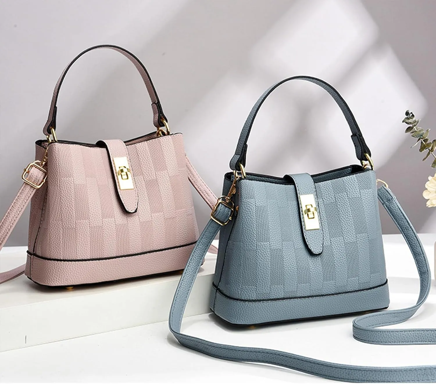 PU Leather Shoulder Bag for Women Elegant Handbag Ladies Crossbody Bag Retro Messenger Bag Waterproof Top-handle Bag