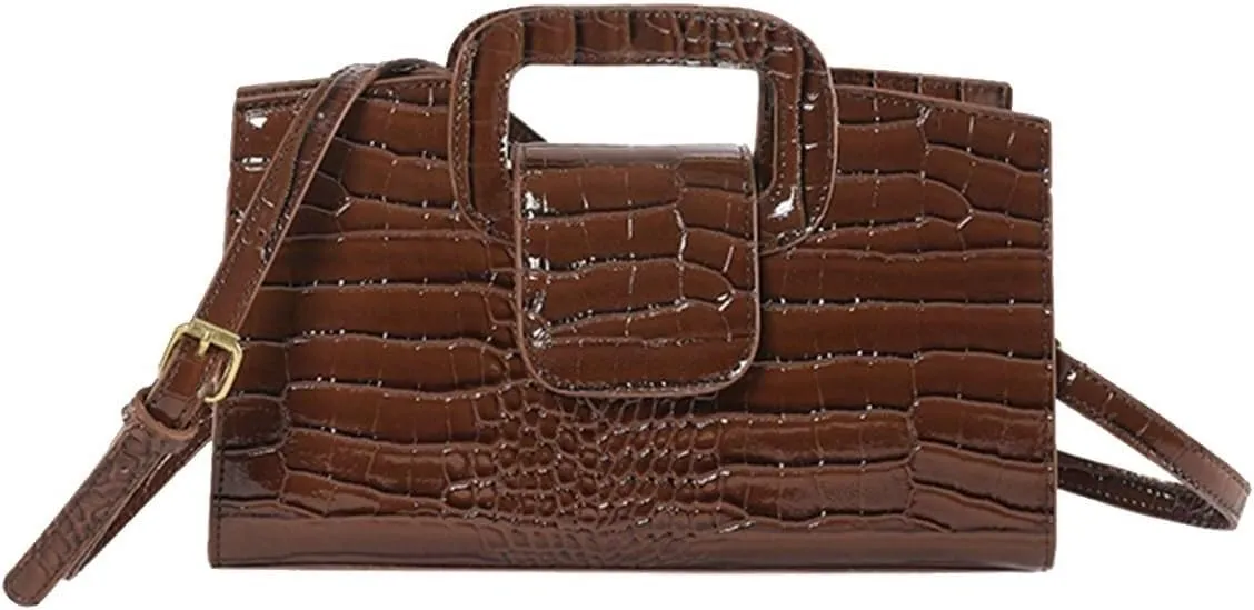 PU Leather Shoulder Crocodile Embossed Crossbody for Women Handbag Medium Capacity Messenger Vintage Flap Satchel