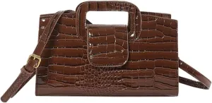 PU Leather Shoulder Crocodile Embossed Crossbody for Women Handbag Medium Capacity Messenger Vintage Flap Satchel