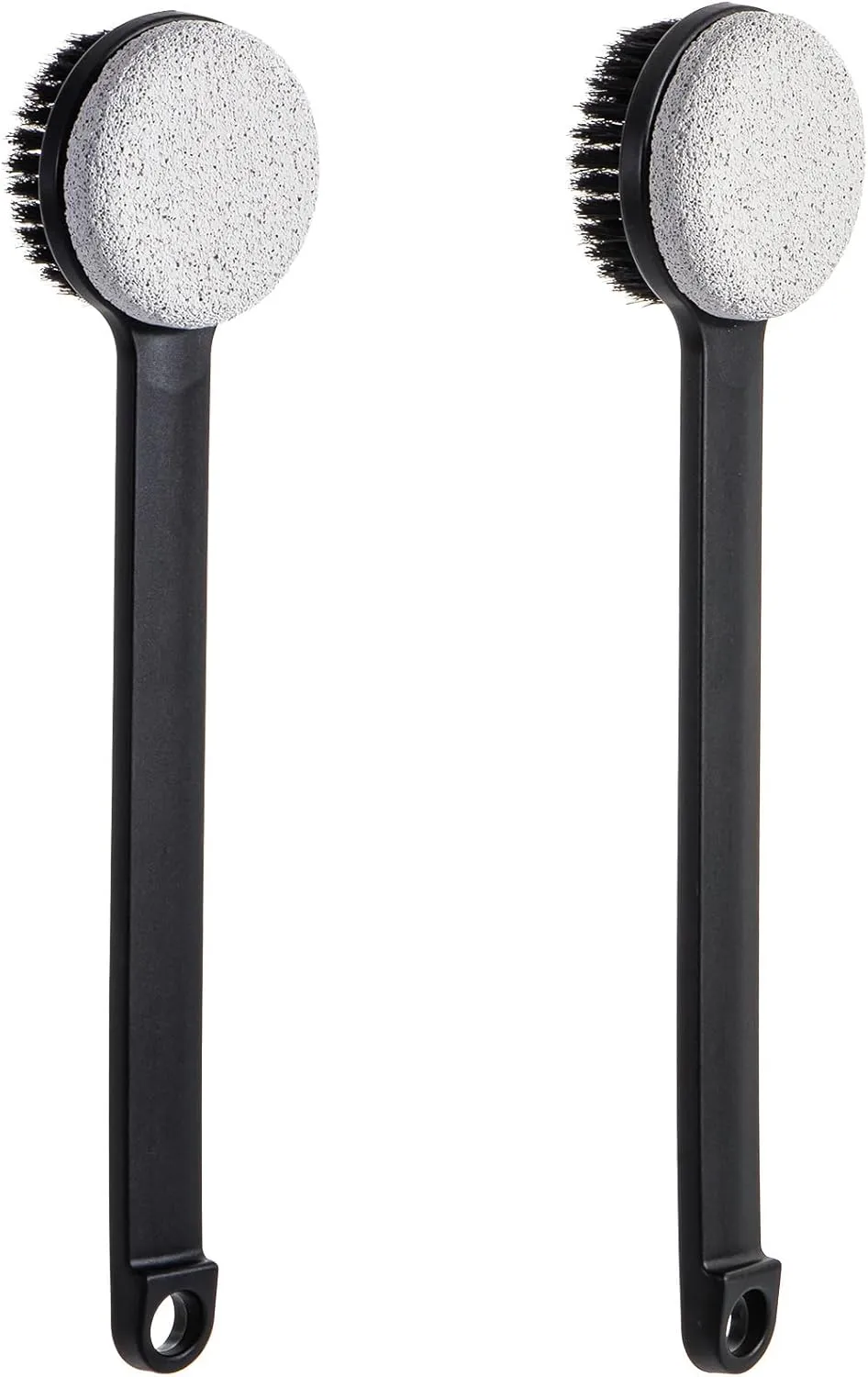 Pumice Stone for Feet and Shower Brush with Long Handle 14", Hard Skin Callus Remover, 2 in 1 Foot Scrubber Brush, Back Scrubber Body Brush for Shower Deep Cleansing and Exfoliating (Straight)