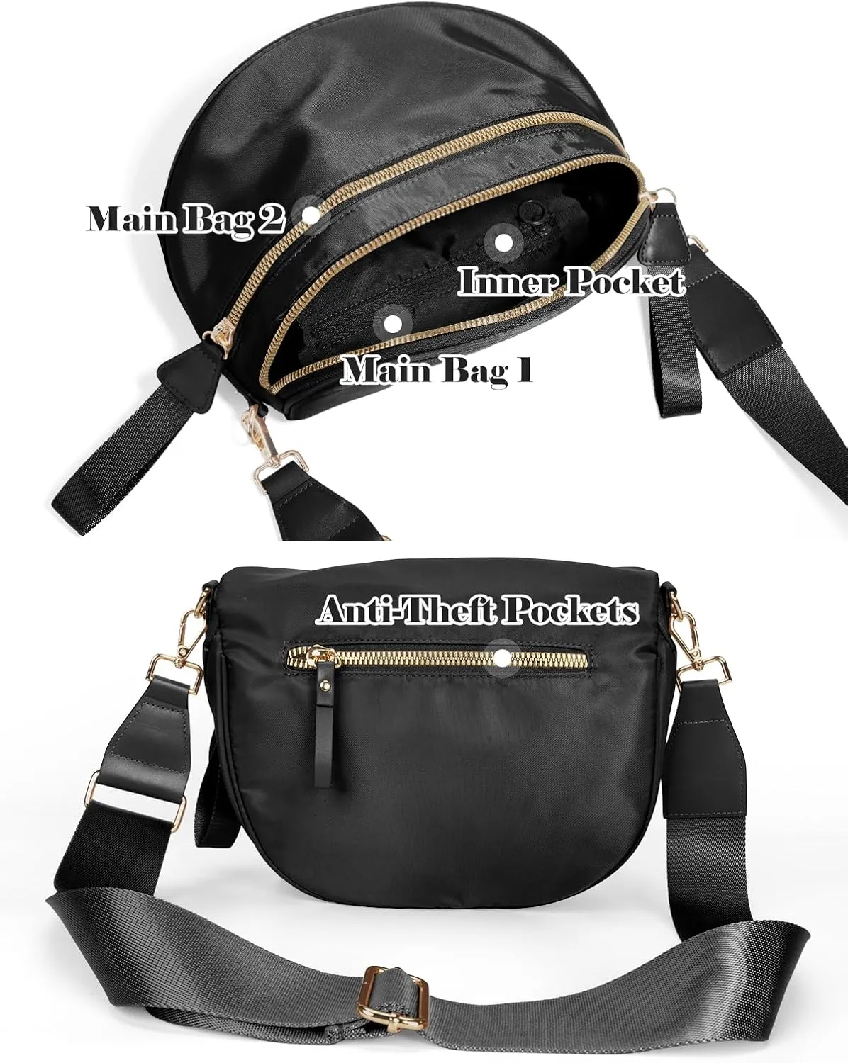 Pure Colour Crossbody Bag Bum Bag for Women,Spacious Purse Fanny Packs Belt Bag,Oversized Bum Bag (Colour Bum Bag-Black)