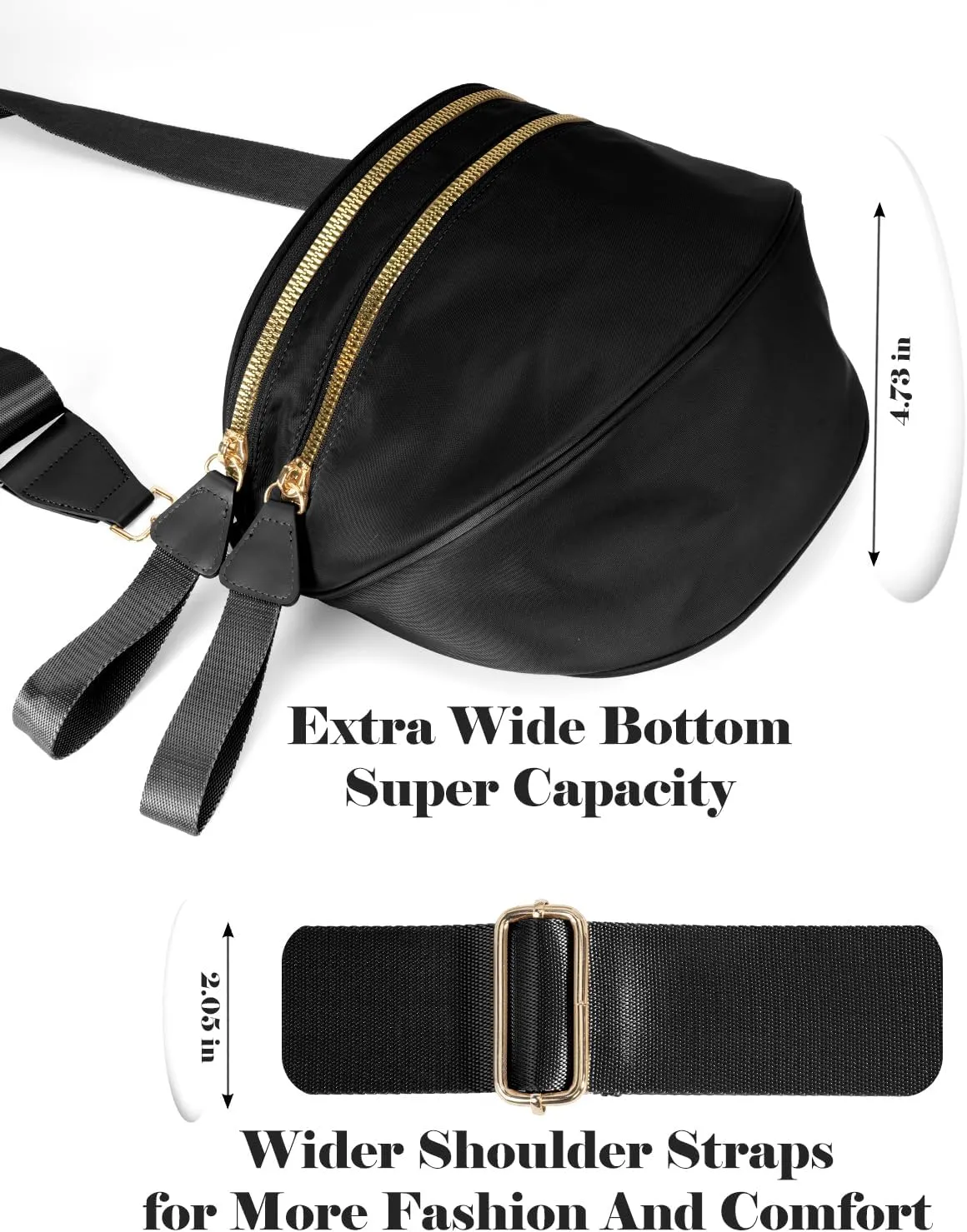 Pure Colour Crossbody Bag Bum Bag for Women,Spacious Purse Fanny Packs Belt Bag,Oversized Bum Bag (Colour Bum Bag-Black)