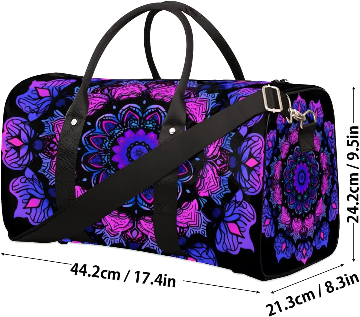 Purple Mandala Travel Duffle Bag for Women Men Gym Duffel Foldable Bag Waterproof Weekender Mysterious Duffle Tote