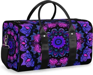 Purple Mandala Travel Duffle Bag for Women Men Gym Duffel Foldable Bag Waterproof Weekender Mysterious Duffle Tote