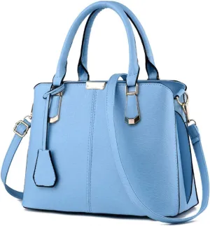 Purses and Handbags for Women Fashion Ladies PU Leather Top Handle Satchel Shoulder Tote Bags Light Blue