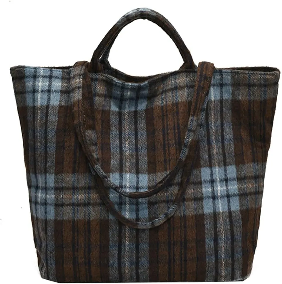 Purses and Handbags for Women Woolen Plaid Fashion Tote Bags Large Crossbody Bag Top Handle Satchel Bags