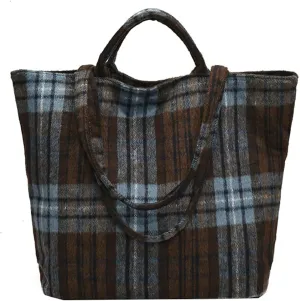 Purses and Handbags for Women Woolen Plaid Fashion Tote Bags Large Crossbody Bag Top Handle Satchel Bags