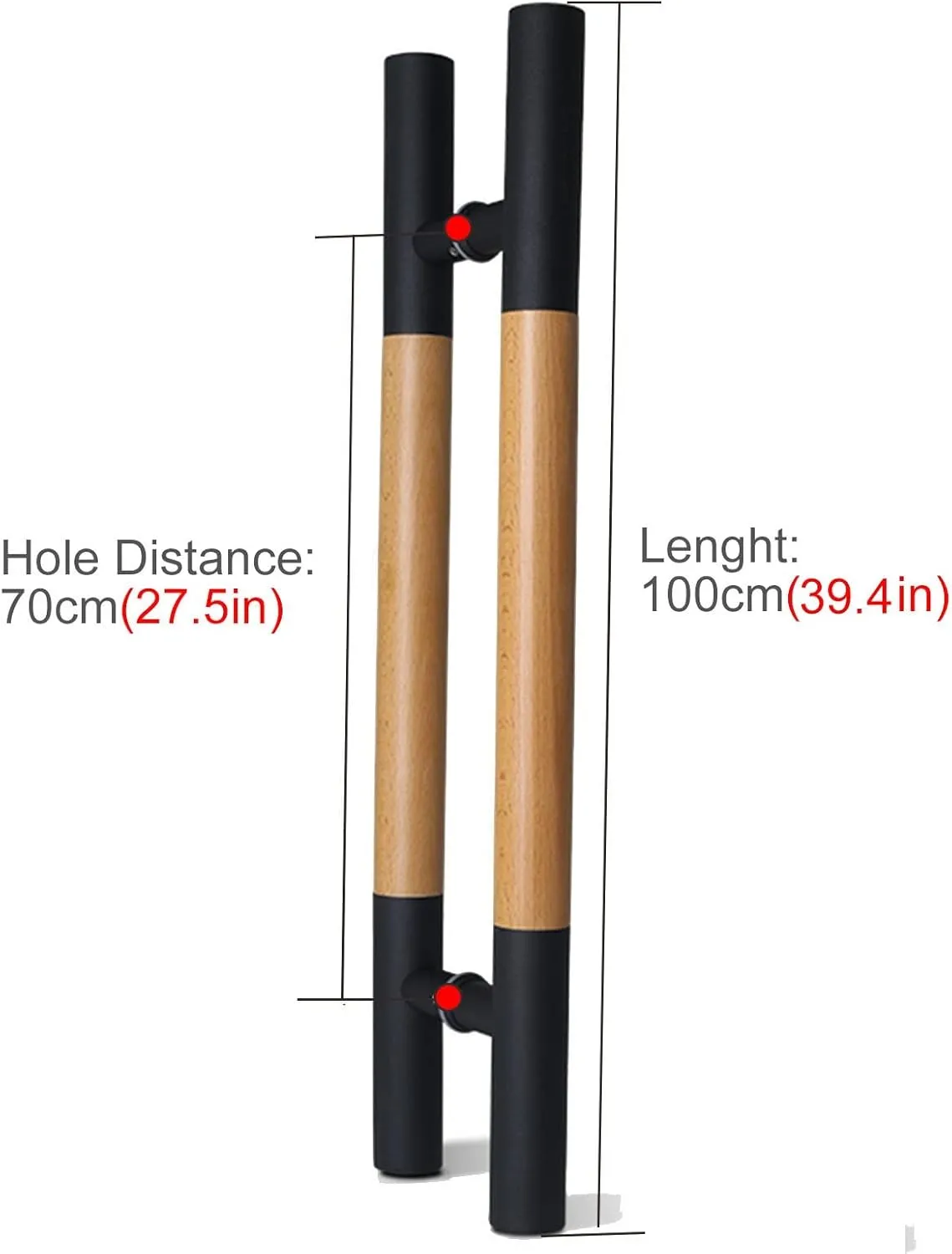 Push Pull Door Handle for Glass Door/Wooden Door, Modern Double Side Mounted Interior Exterio Barn Door Handle, Shower/Bedroom/Front Door H Model Bar Handle/B/100Cm(39.4In)