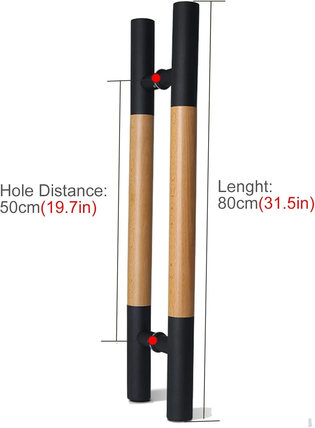 Push Pull Door Handle for Glass Door/Wooden Door, Modern Double Side Mounted Interior Exterio Barn Door Handle, Shower/Bedroom/Front Door H Model Bar Handle/C/80Cm(31.5In)