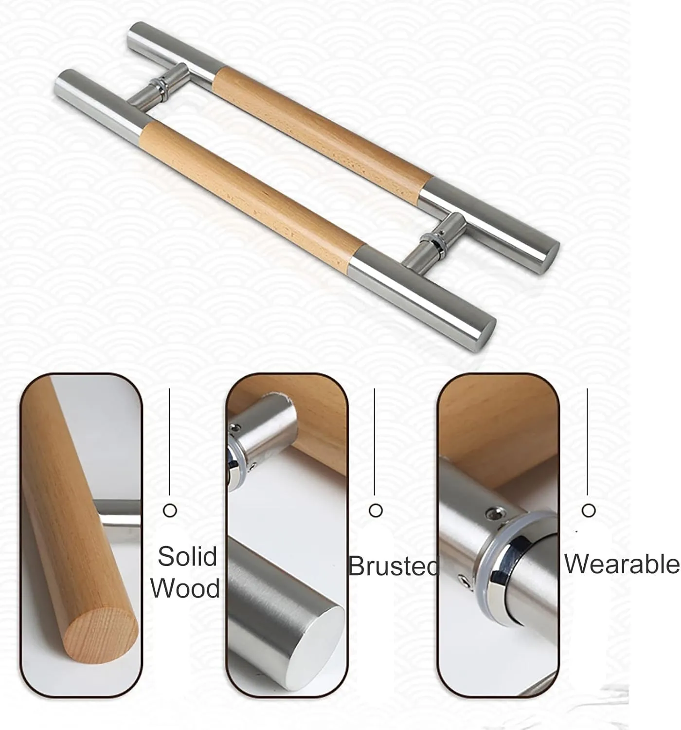 Push Pull Door Handle for Glass Door/Wooden Door, Modern Double Side Mounted Interior Exterio Barn Door Handle, Shower/Bedroom/Front Door H Model Bar Handle/C/80Cm(31.5In)