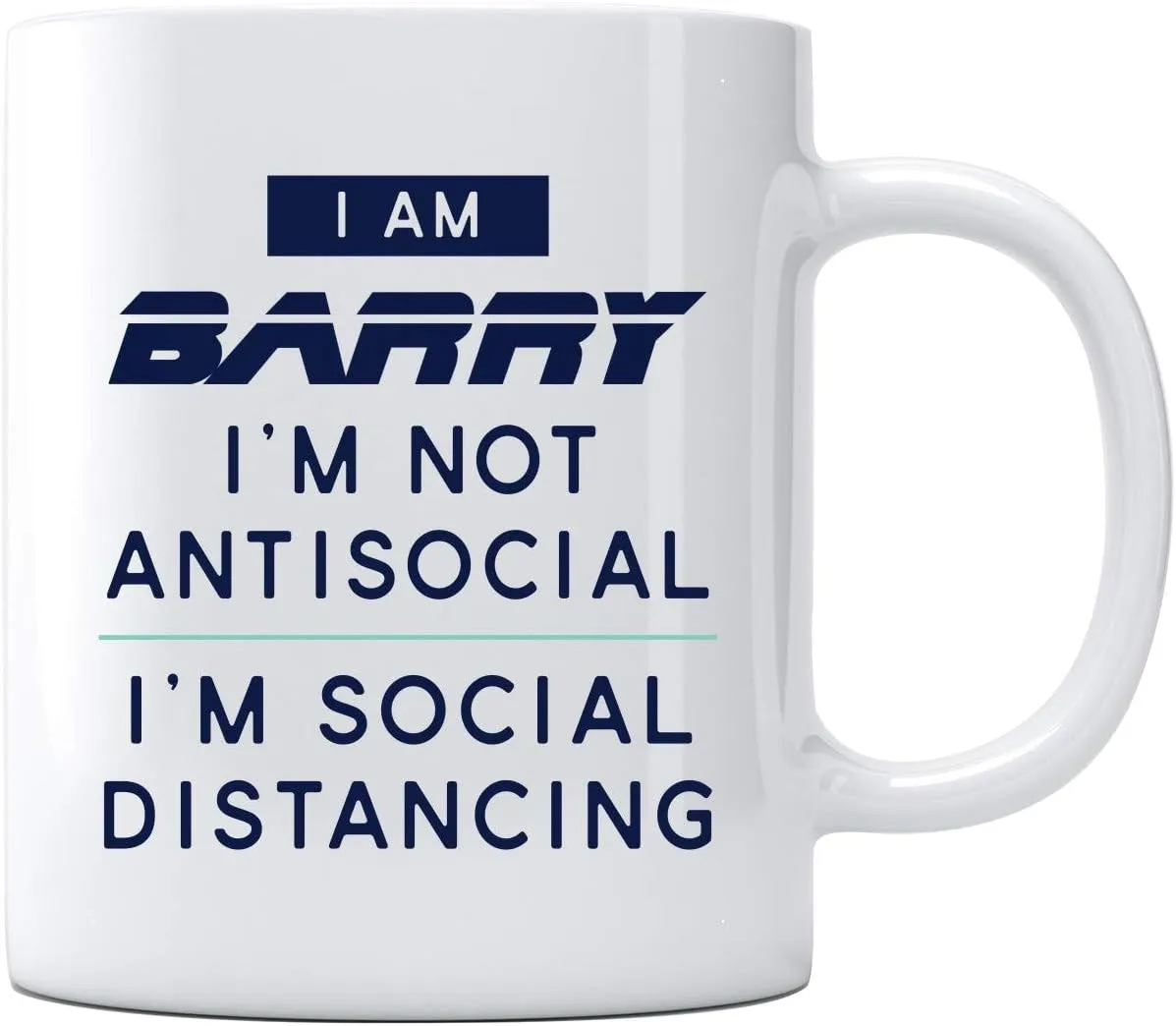 Quarantine Coffee Mug With Name I am Barry I'm Not Antisocial - I'm Social Distancing COVID 19 – 2020 Perfect for Gifting or Collecting Gifts For Men And Women Mugs 11oz White