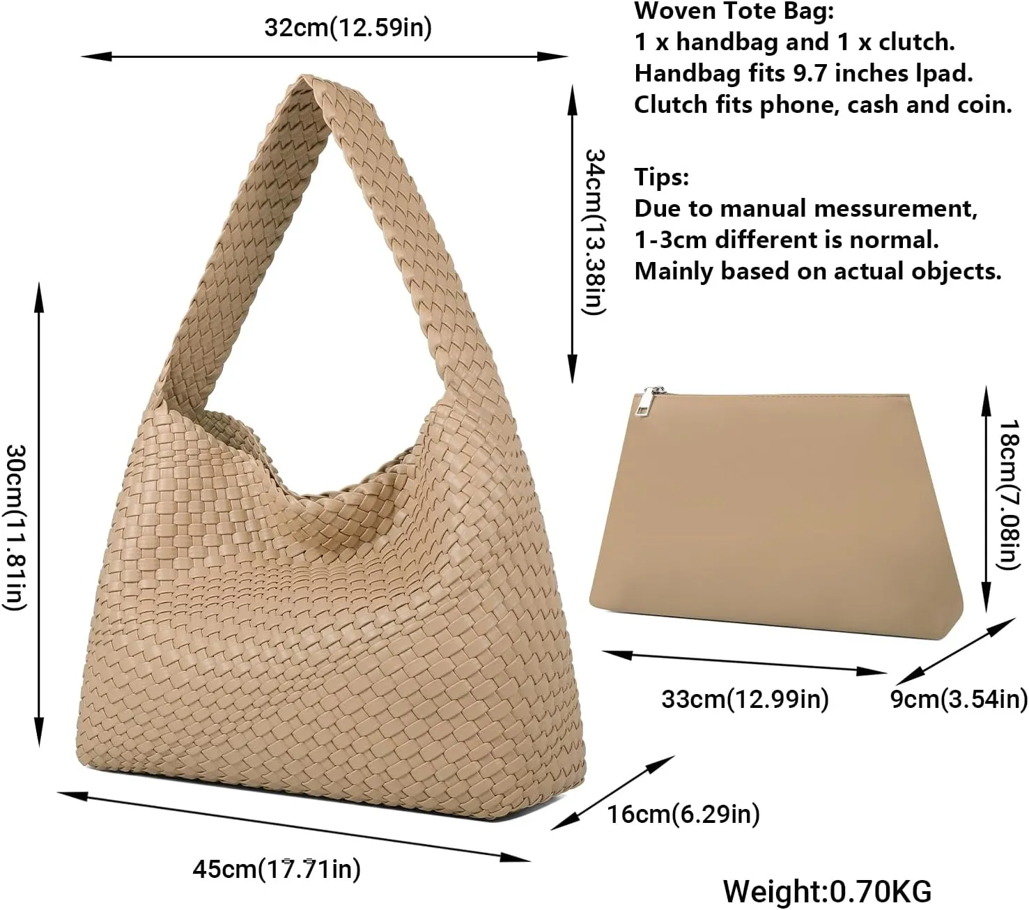 Queenoris Fashion Woven Purse for Women Top-handle Shoulder Bag Soft Summer Hobo Tote Bag