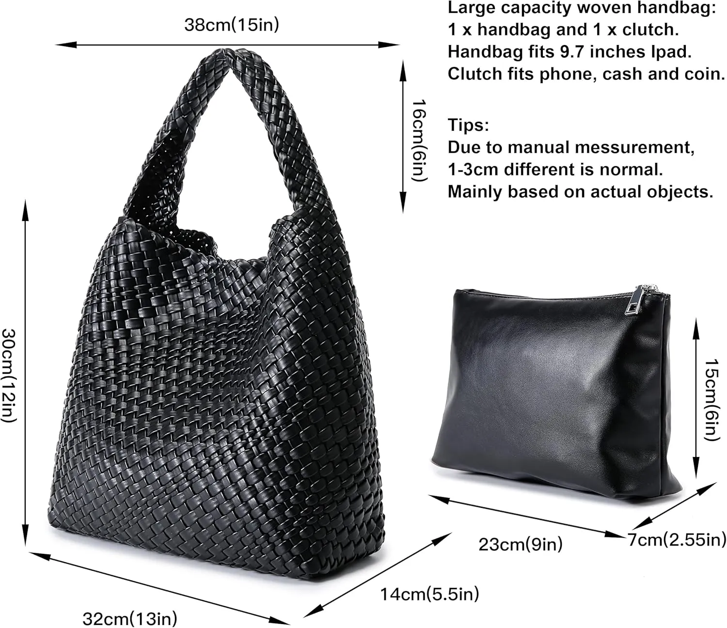 Queenoris Fashion Woven Purse for Women Top-handle Shoulder Bag Soft Summer Hobo Tote Bag