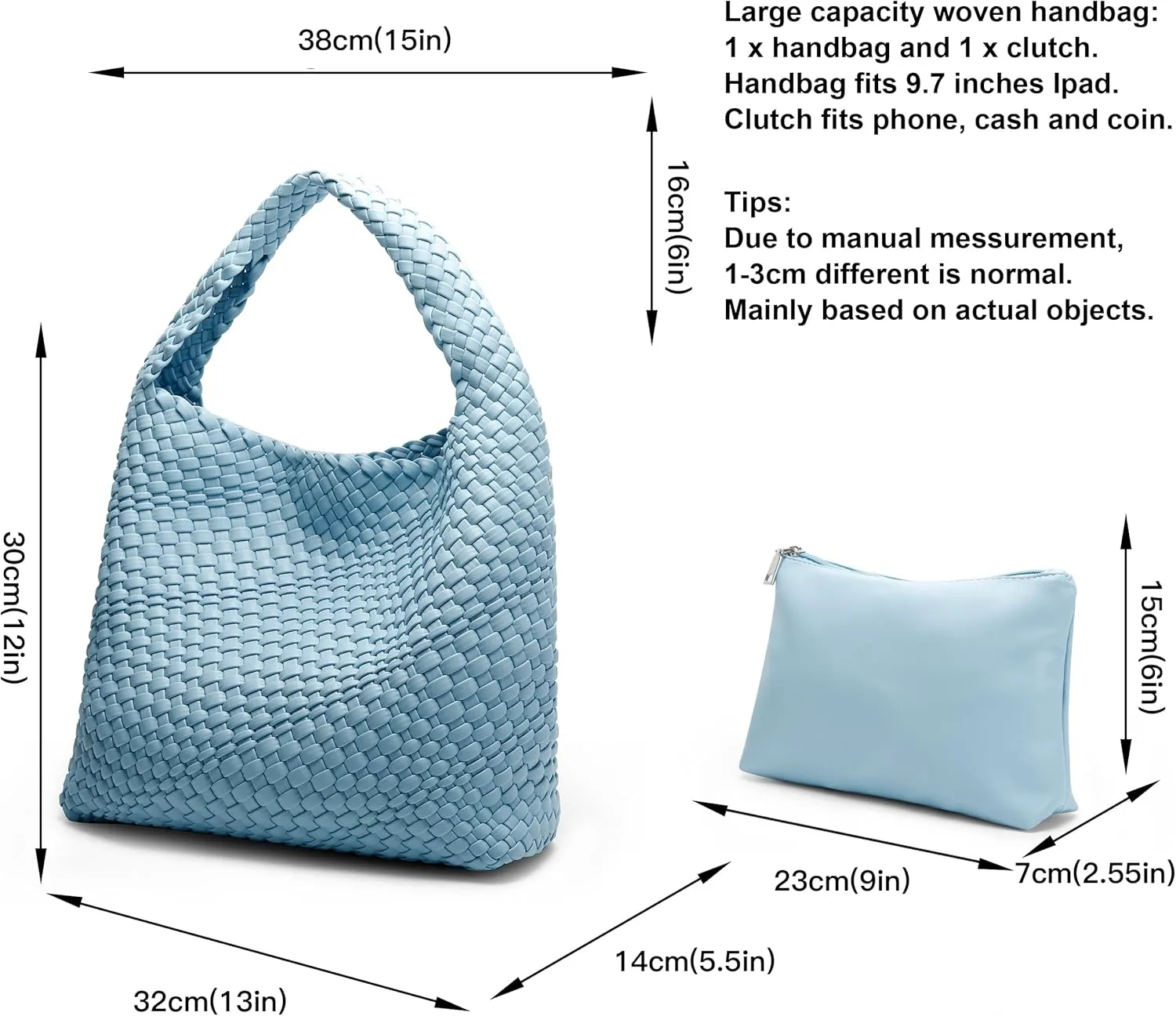 Queenoris Fashion Woven Purse for Women Top-handle Shoulder Bag Soft Summer Hobo Tote Bag