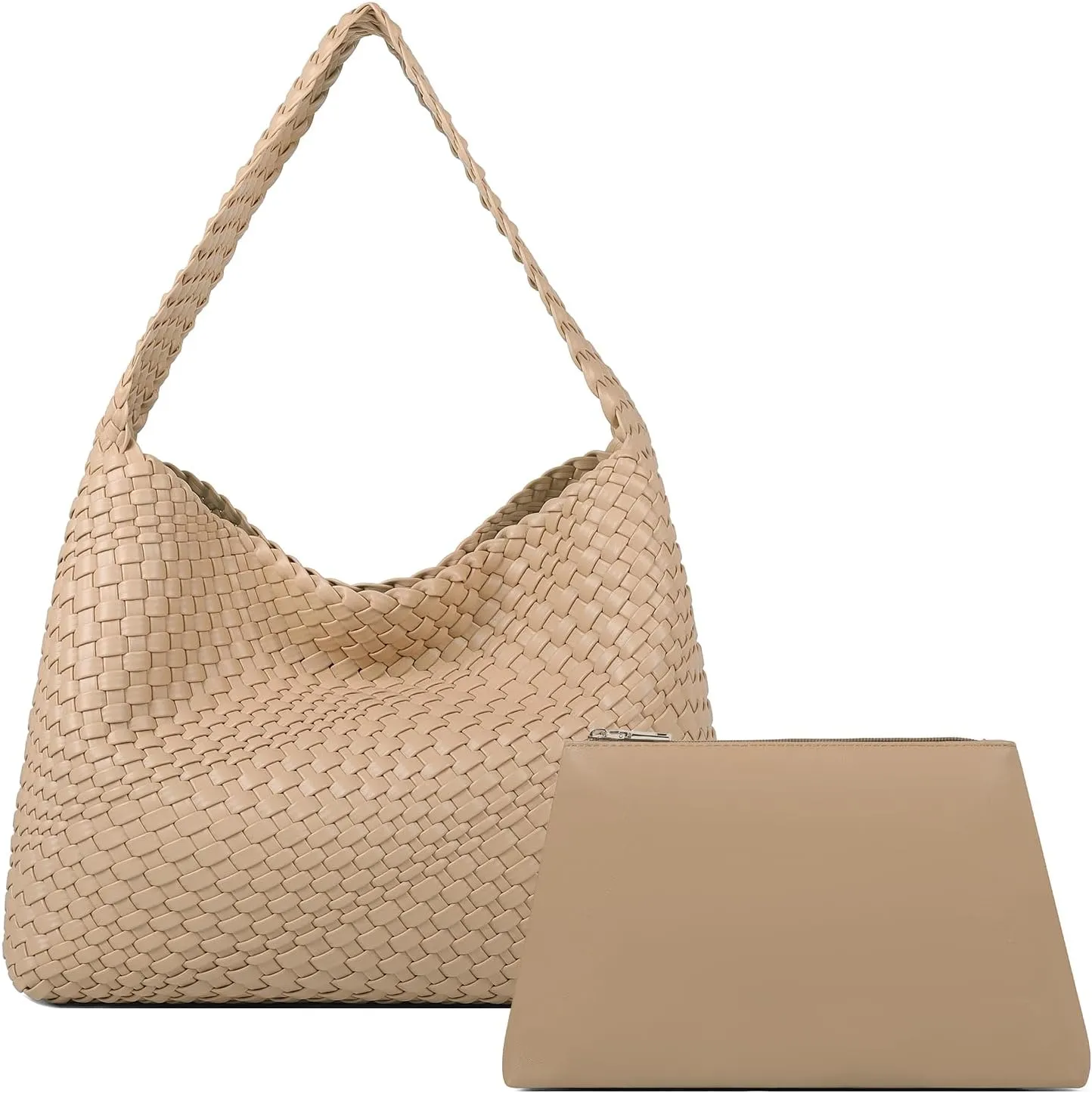 Queenoris Fashion Woven Purse for Women Top-handle Shoulder Bag Soft Summer Hobo Tote Bag