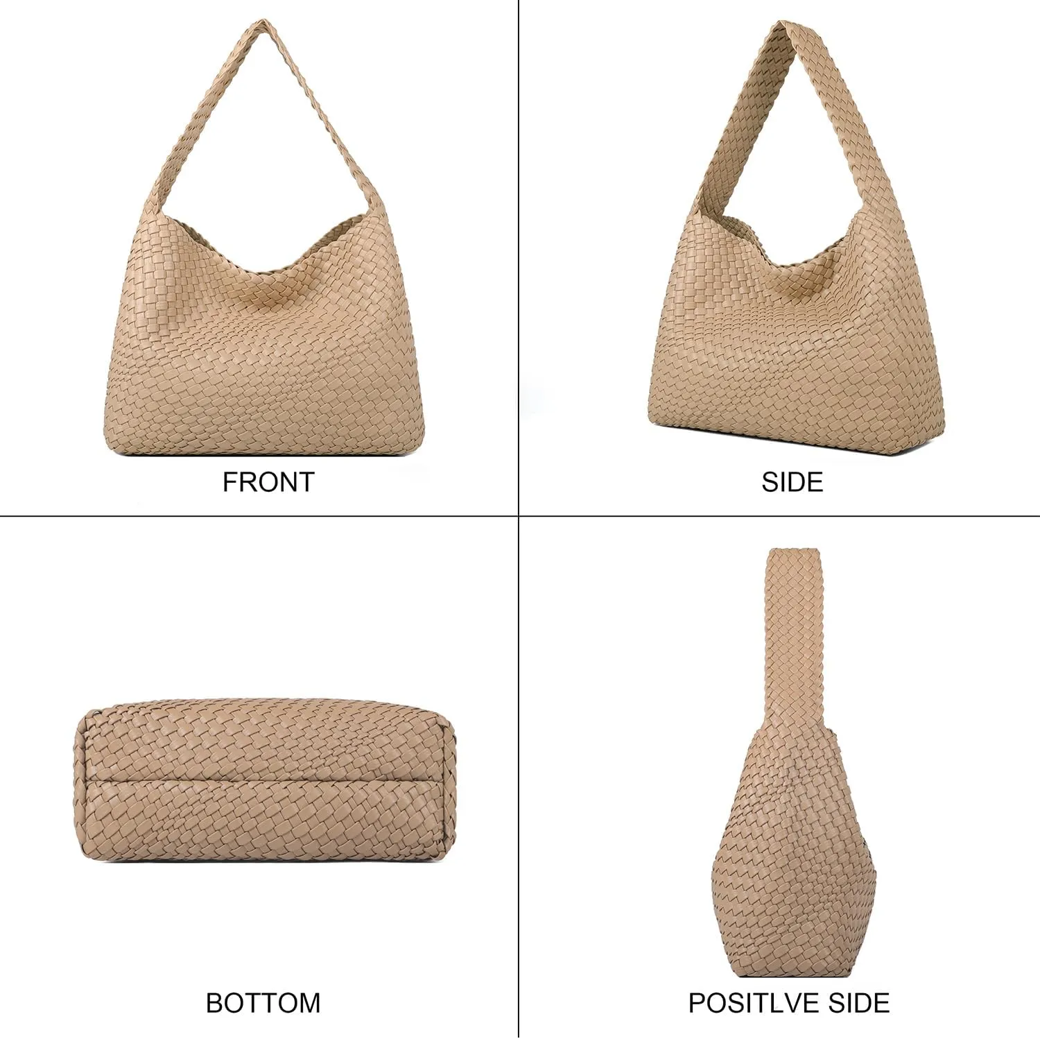 Queenoris Fashion Woven Purse for Women Top-handle Shoulder Bag Soft Summer Hobo Tote Bag