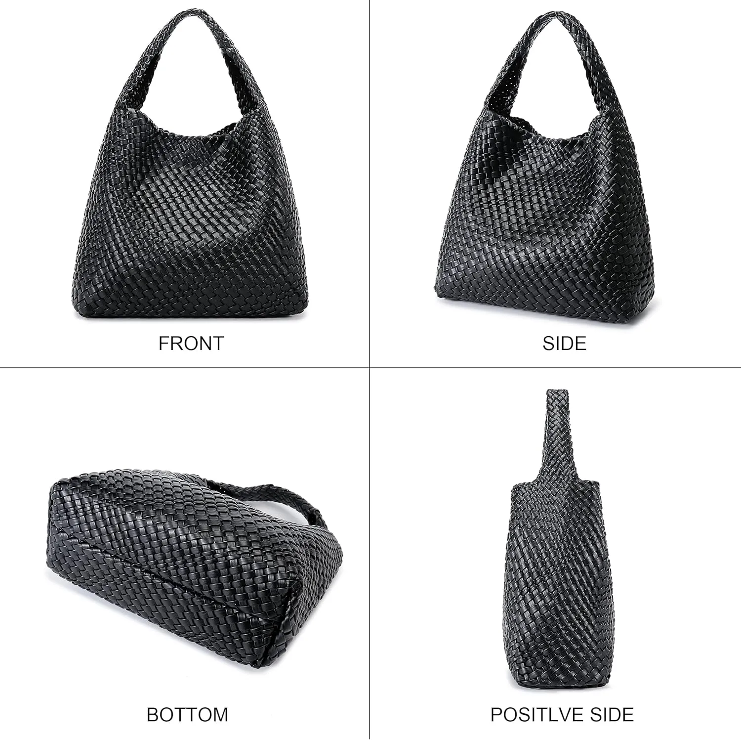 Queenoris Fashion Woven Purse for Women Top-handle Shoulder Bag Soft Summer Hobo Tote Bag