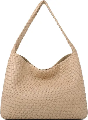 Queenoris Fashion Woven Purse for Women Top-handle Shoulder Bag Soft Summer Hobo Tote Bag