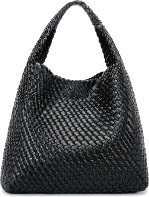 Queenoris Fashion Woven Purse for Women Top-handle Shoulder Bag Soft Summer Hobo Tote Bag