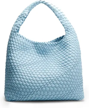 Queenoris Fashion Woven Purse for Women Top-handle Shoulder Bag Soft Summer Hobo Tote Bag