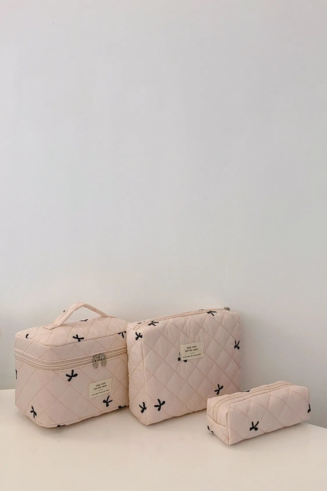 Quilted Bow 3-Piece Storage Bag Set
