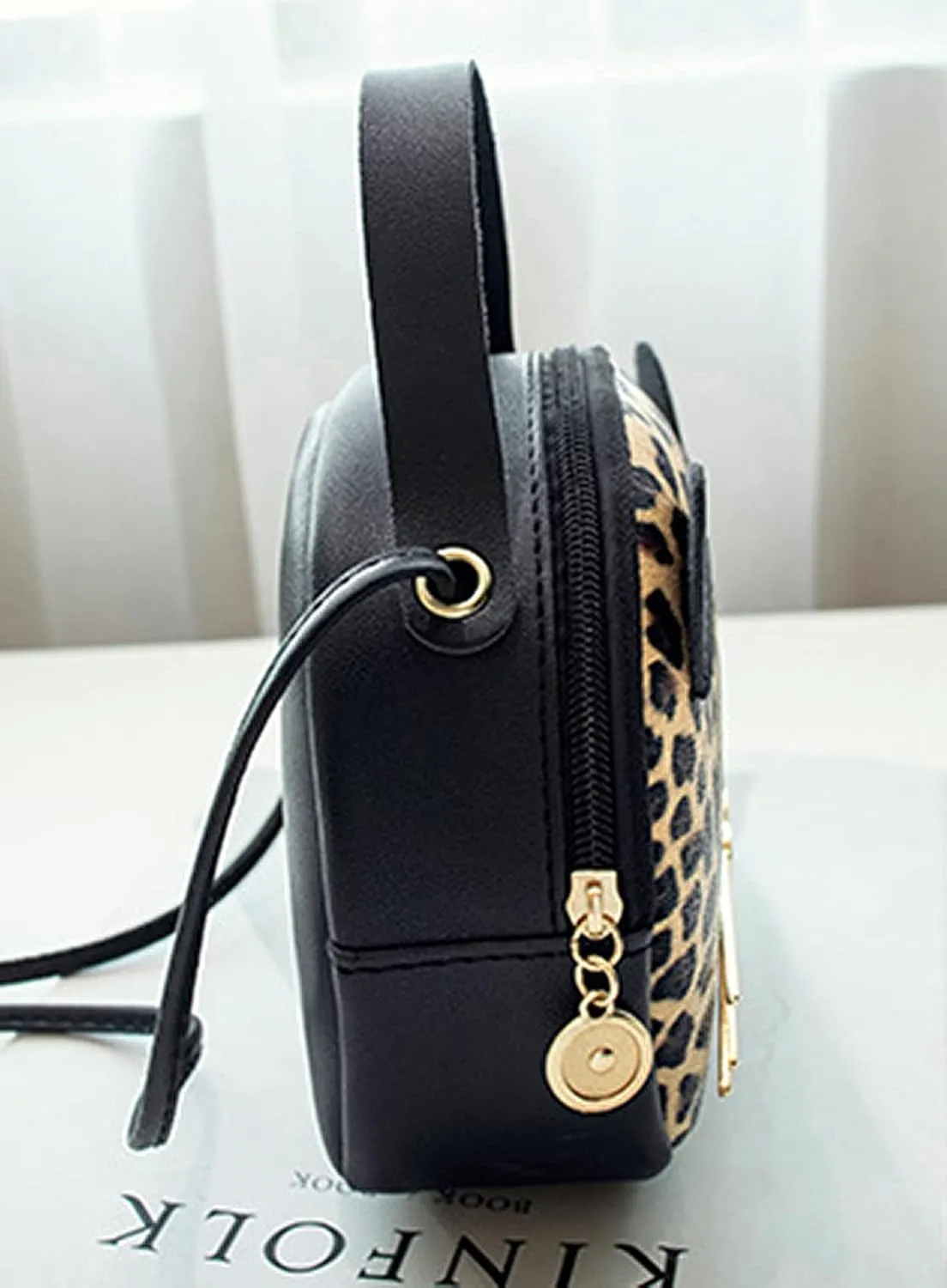 QZUnique Cat Purse for Women Cute Top Handle Shoulder Bag for Teens Girls Pu Leather Gothic Handbag Crossbody Bag