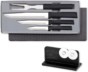 Rada Cutlery Prepare Then Carve Carving Black Handled Knife Gift Set eith Quick Edge Knife Sharpener