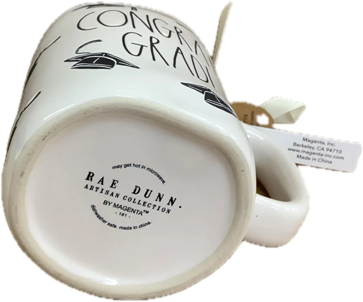 Rae Dunn by Magenta Graduation Coffee Mug, Congrats Grad! (Caps All Over)