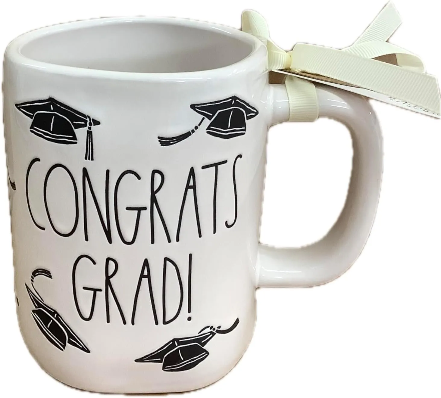 Rae Dunn by Magenta Graduation Coffee Mug, Congrats Grad! (Caps All Over)