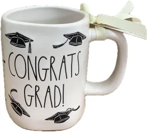 Rae Dunn by Magenta Graduation Coffee Mug, Congrats Grad! (Caps All Over)