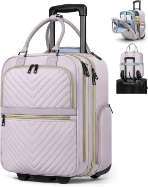 RAINSMORE Underseat Carry On Luggage with Wheels, 16-inch Airline Approved Luggage Lightweight Softside Underseater Travel Suitcases Durable Overnight Bag Rolling Carry-on Bag for Women Men, Pink