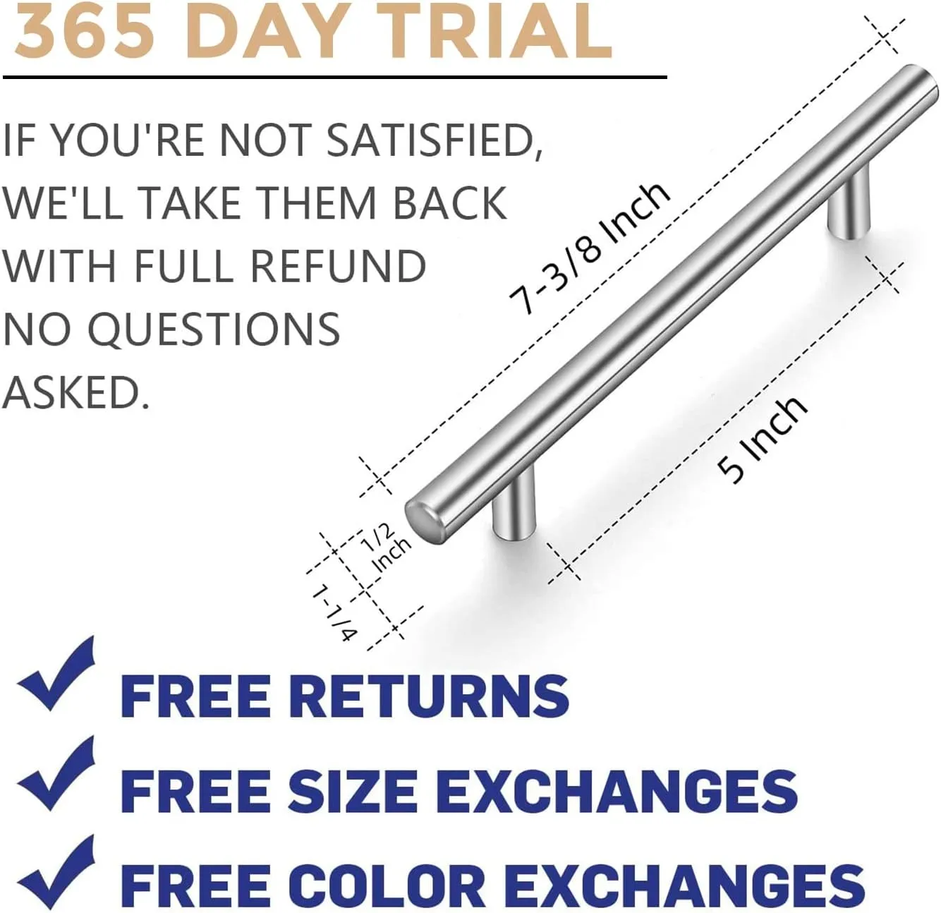Ravinte 30 Pack | 7.38'' Cabinet Pulls Brushed Nickel Stainless Steel Kitchen Drawer Pulls Cabinet Handles 7-3/8”Length, 5” Hole Center with Mounting Template