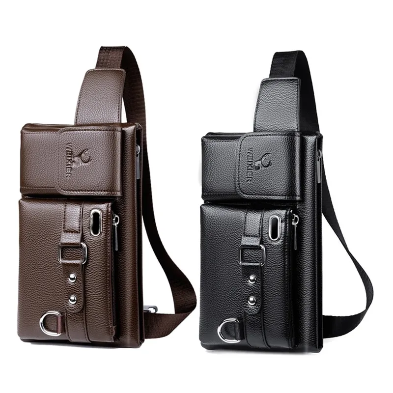 Realaiot Brand Men's Waist Bag Leather Male Fanny Pack New Male Shoulder Chest Bags for Phone Travel Man Belt Pouch Murse Banana Bum Bag