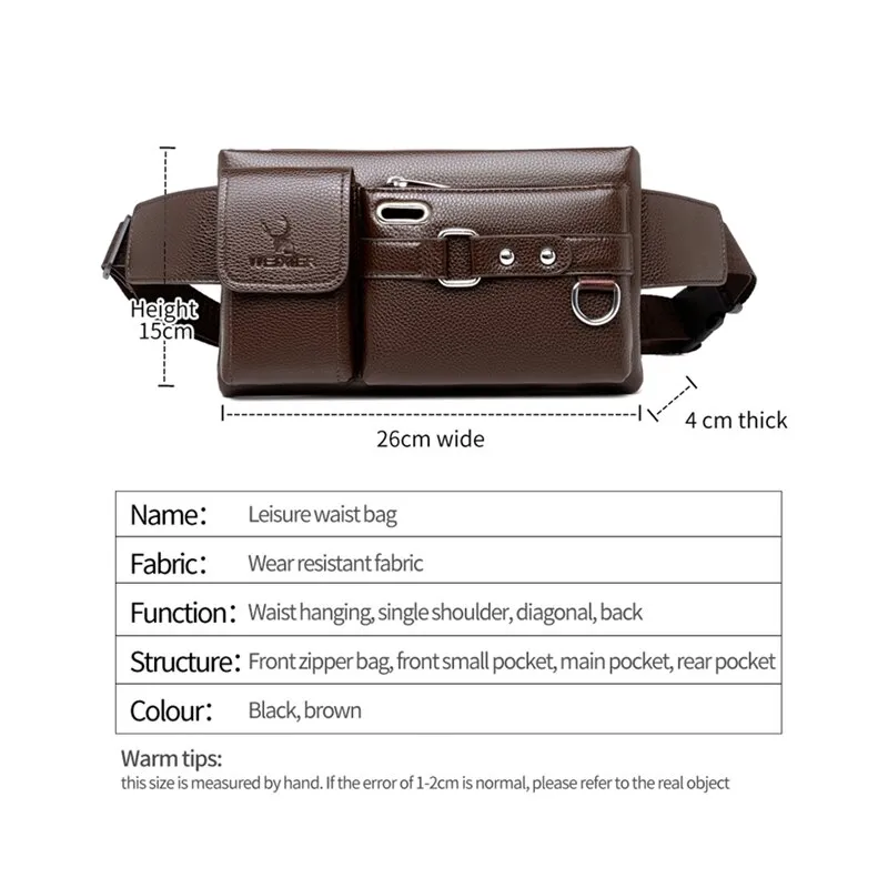 Realaiot Brand Men's Waist Bag Leather Male Fanny Pack New Male Shoulder Chest Bags for Phone Travel Man Belt Pouch Murse Banana Bum Bag