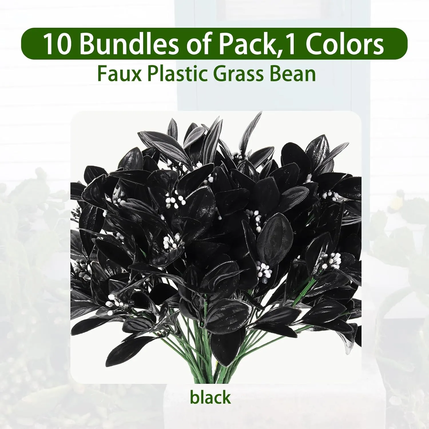 RECUTMS Halloween Artificial Vase Filler Black Bouquet Fake Flowers Outdoor for Outdoors Garden Patio Porch Window 10pcs (Dark)