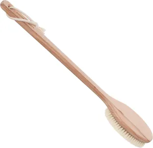 REDECKER Extra Long Beechwood Bath Brush - Natural Pig Bristle Body Brush for Showering, Back Scrubbing, Exfoliating, Dry Brushing and Lymphatic Drainage - Perfect for Hard-to-Reach Areas