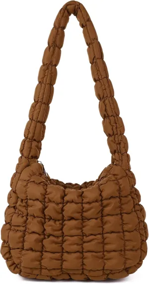 Rejolly Puffer Quilted Shoulder Bag for Women Puffy Bubble Tote Bag Lightweight Nylon Handbag Padded Soft Purse