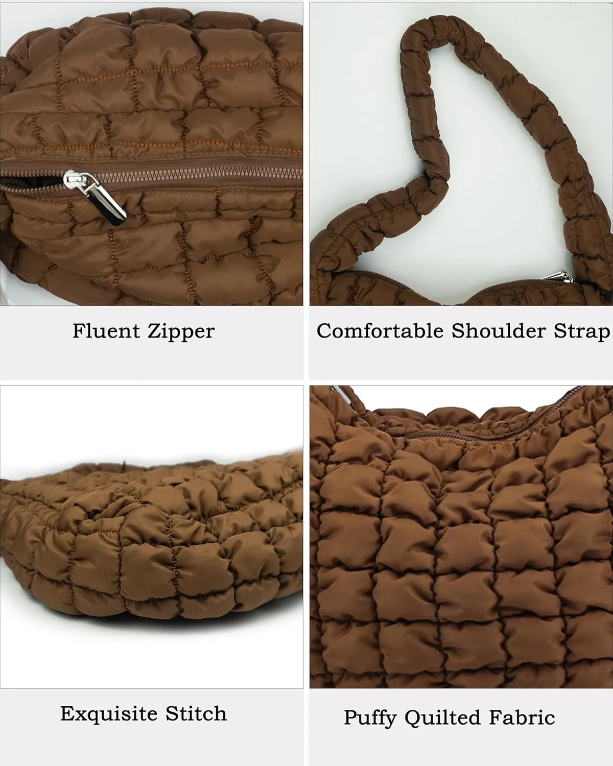 Rejolly Puffer Quilted Shoulder Bag for Women Puffy Bubble Tote Bag Lightweight Nylon Handbag Padded Soft Purse
