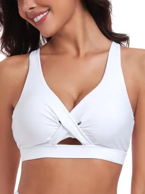 RELLECIGA Women’s Bikini Top Push Up Padded Swim Top V Neck Bathing Suit Tops